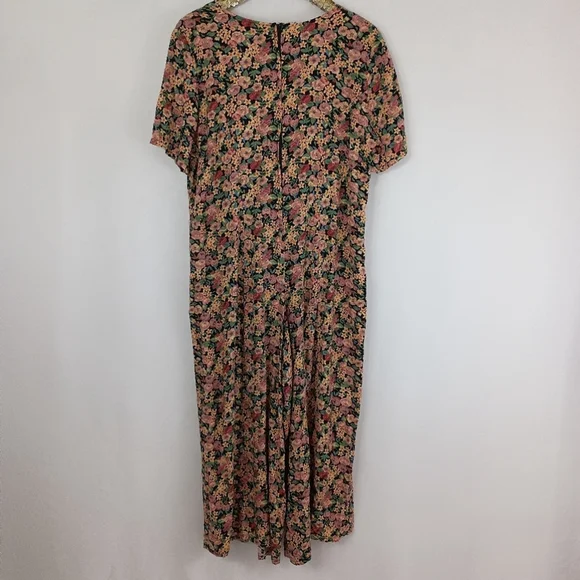 Vintage 90s Jessica Stevens Women's Multicolor Floral Jumpsuit sz 16 Cottagecore - Picture 3 of 6
